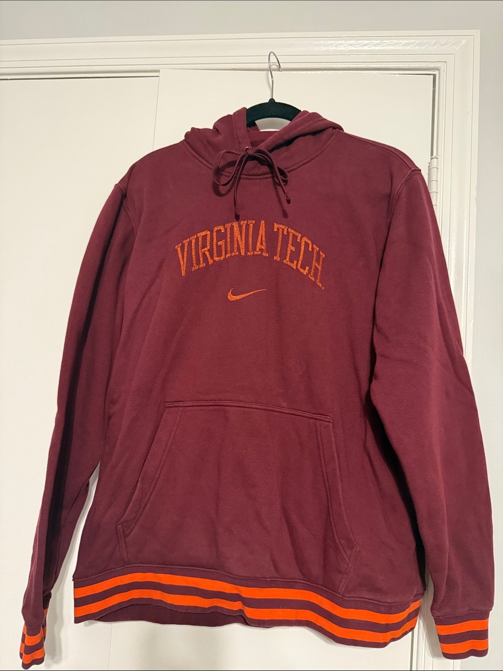 Nike Maroon Hoodie with Orange Virginia Tech Logo XL